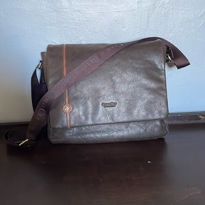 Beverly Hills Polo Club Brown Leather Messenger Bag